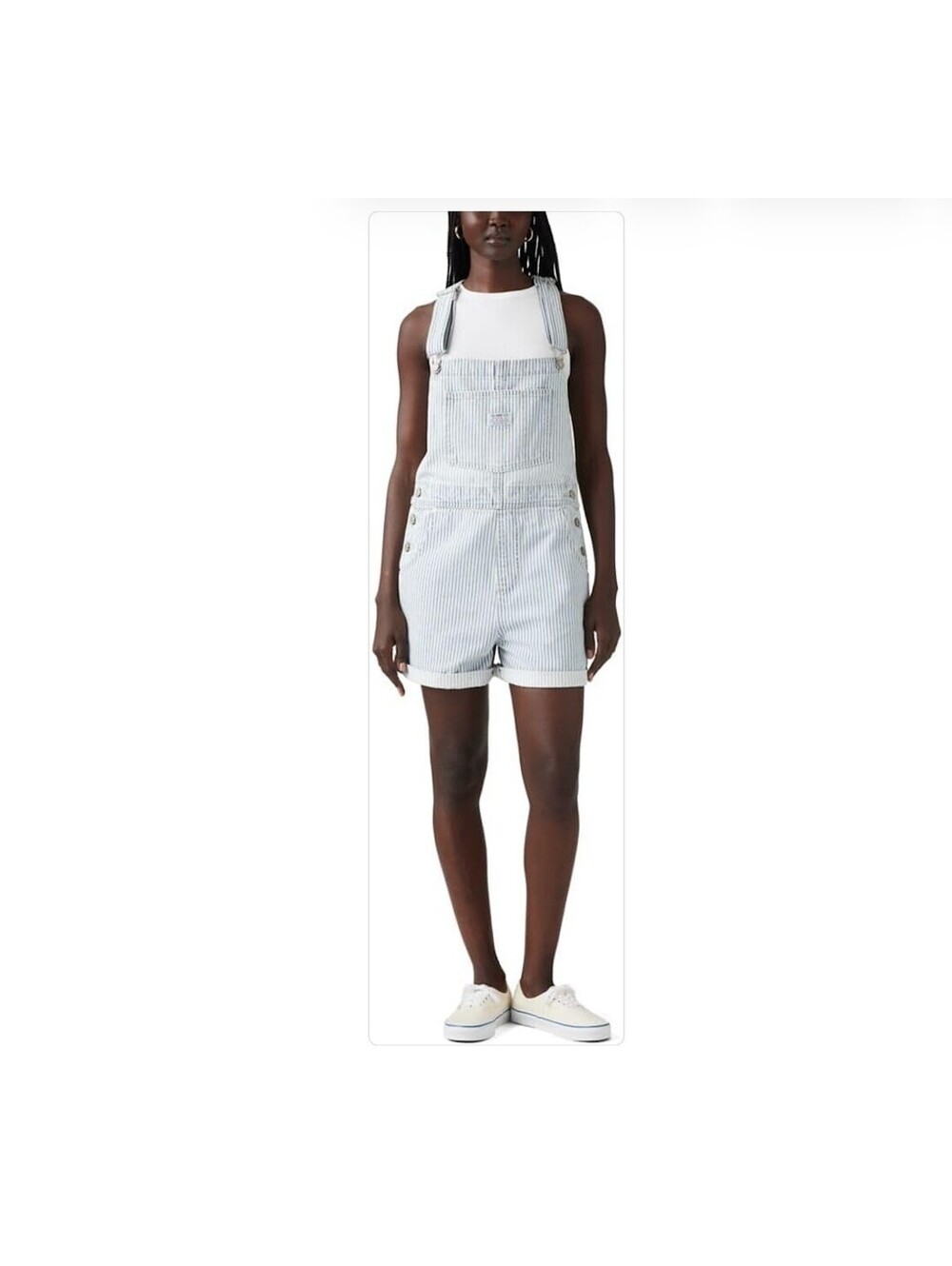 Levi's Women's Light Blue Striped Denim Short Overalls